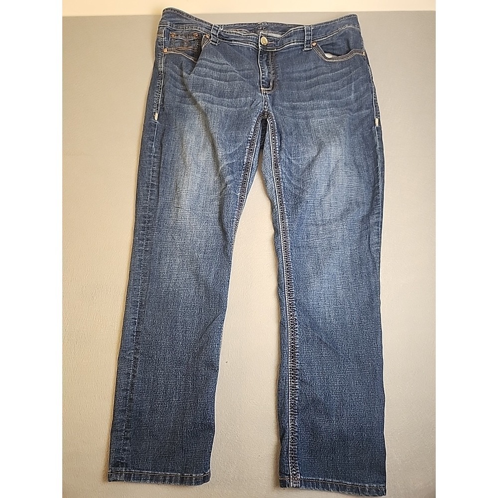 Melissa McCarthy Seven7 Jeans Womens 22W Blue Midrise Straight Stretch